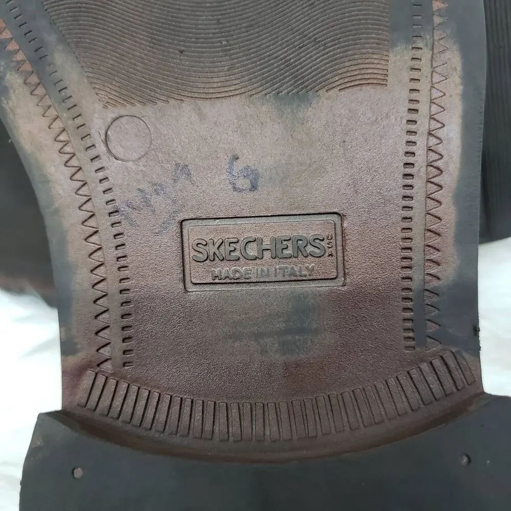 Skechers City of Angels Italy Made Men 12 Brown Square Toe Lace up Oxford Shoes